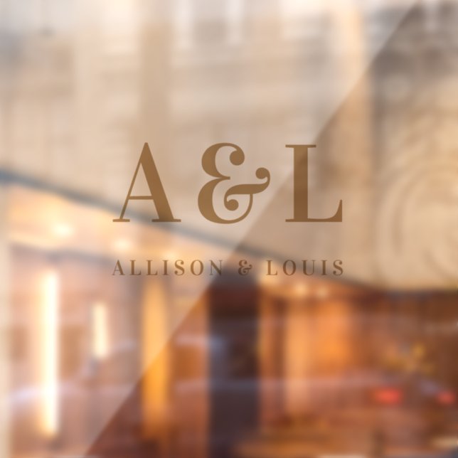 Wedding Monogram Minimalistisch White Gold Fensteraufkleber (Blatt 2)