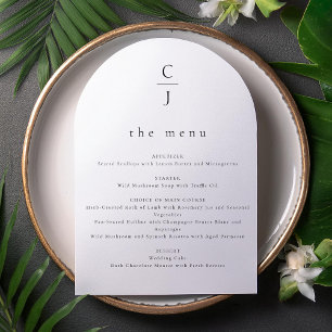 Wedding Monogram Modern Schwarz-weiß Arch Menu Car Einladung