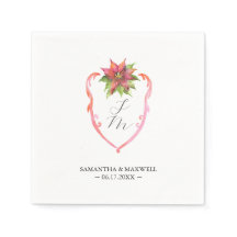 Wedding Monogram Napkins Poinsettia