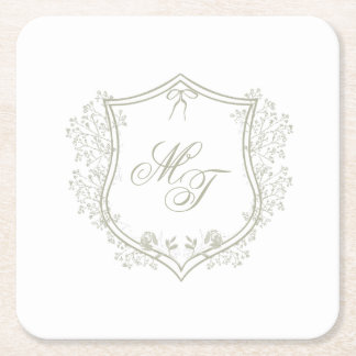 Wedding Monogram Rechteckiger Pappuntersetzer
