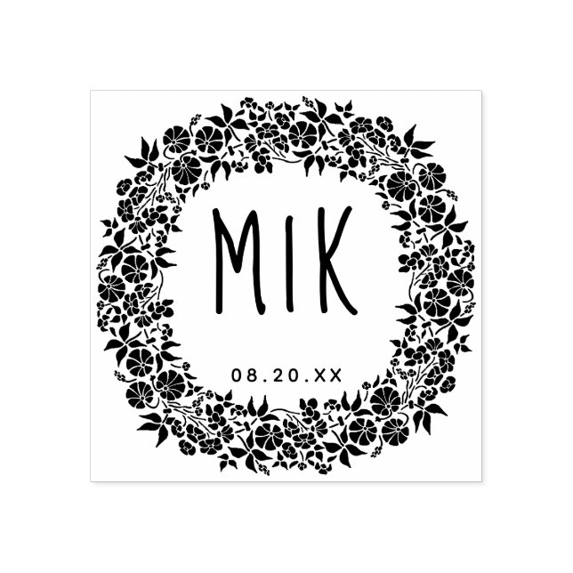 Wedding Monogram Save the Date | Blumenstrauß Gummistempel (Prägung)