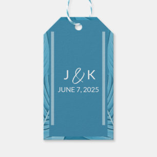 Wedding Monogram Tropisch Aquamarin Geschenkanhänger