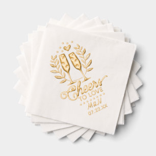 Wedding Monogram und Date Cheers to Liebe Champagn Servietten Mit Folie