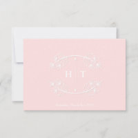 Wedding Monogram Wappen rosa rot Dank Karte