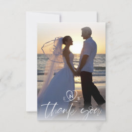 Wedding Monogram White Hearts 2 Fotos Script Dankeskarte
