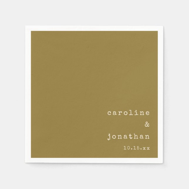 Wedding Names Ochre Typewriter Modern Custom Serviette (Vorderseite)