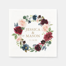 Wedding Napkin Burgundy Cocktail Napkin