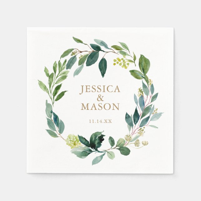 Wedding Napkin Greenery Cocktail Napkin Serviette (Vorderseite)