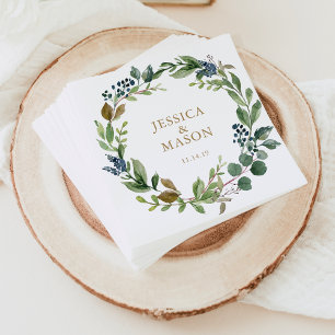 Wedding Napkin Greenery Cocktail Napkin Serviette