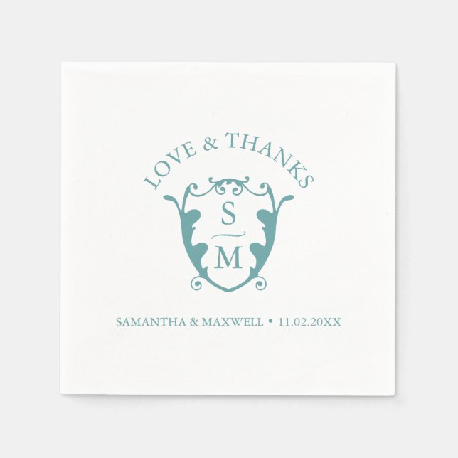 Wedding Napkins Template Custom Monogram Crest Serviette (Vorderseite)