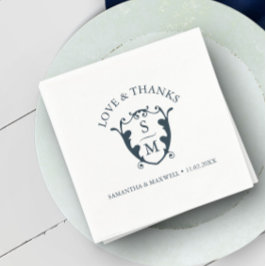 Wedding Napkins Template Custom Monogram Crest Serviette