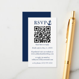 Wedding Nautical Blue Anchor QR UAWG Begleitkarte