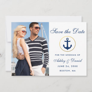 Wedding Nautical Blue Save the Date Foto W