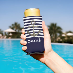 Wedding Nautical Sailing Anchor Name Sparkle Selters Dosenkühler