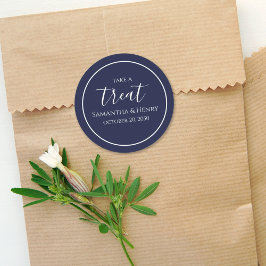 Wedding Navy Blue Simple Calligraphy Script-Lecker Runder Aufkleber
