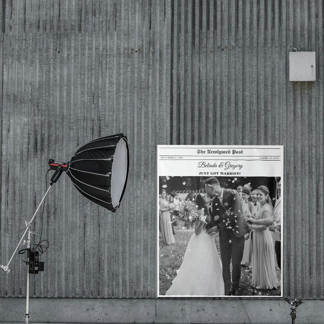 Wedding Newspaper Fun Photo Photobooth Backdrop Wandteppich (Wedding Newspaper Fun Photo Photobooth Backdrop)
