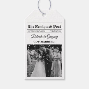 Wedding Newspaper Fun Schwarz-weißes Foto Vielen D Geschenkanhänger