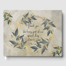 Wedding Olive Wreath Personalisiert Gästebuch