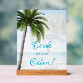 Wedding Open Bar Palm Trees Acrylic Sign Acrylschild