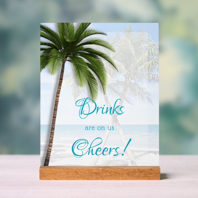 Wedding Open Bar Palm Trees Acrylic Sign Acrylschild (Neutral)