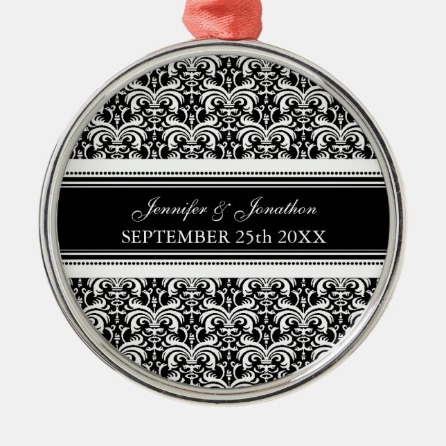 Wedding Ornament Favor Black and White Damask (Vorne)