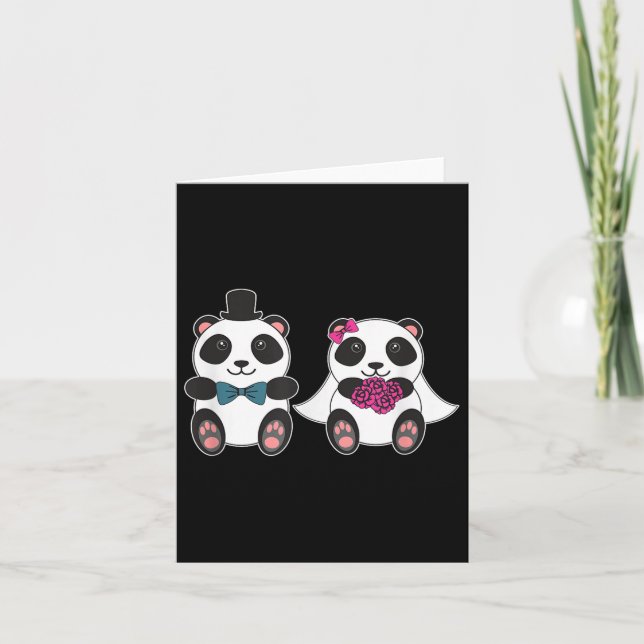 Wedding Panda Bar Bride Groom Verheiratet Honeymoo Karte (Vorderseite)