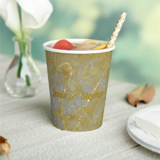 Wedding Paper Cup Silver Lining Pappbecher