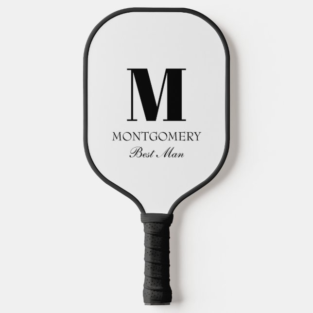 Wedding Party Gifts Monogram Best Man  Pickleball Schläger (Vorderseite)