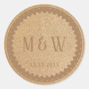 Wedding Party Gold Glitzer Classic Runder Aufkleber
