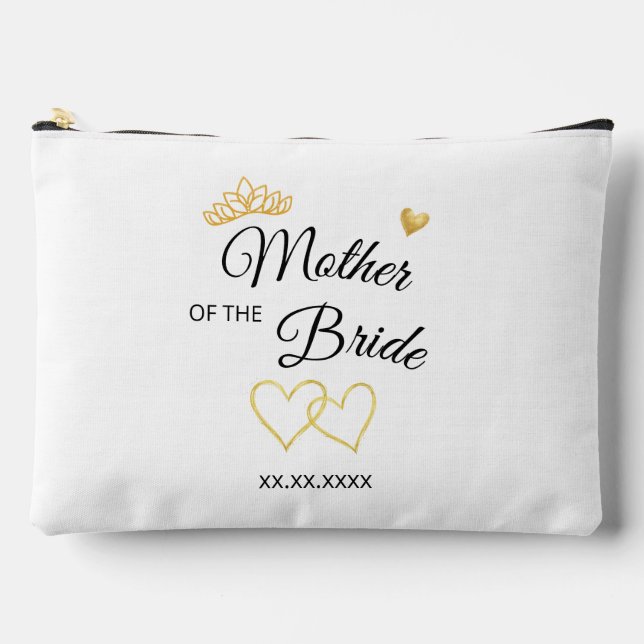 Wedding Party Role & Date Elegant Design Zubehörtasche (Vorderseite)