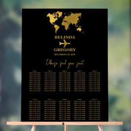 Wedding Passport Black Gold Seating Chart Acrylschild