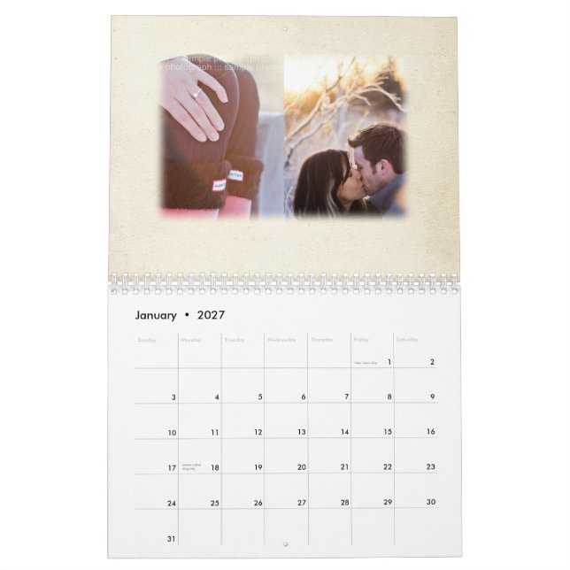 Wedding personalisierter Foto-Gast-BuchGuestbook Kalender (Jan 2027)