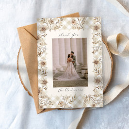 Wedding Photo Guest Appreciation Gingham Floral Dankeskarte