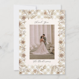 Wedding Photo Guest Appreciation Gingham Floral Dankeskarte