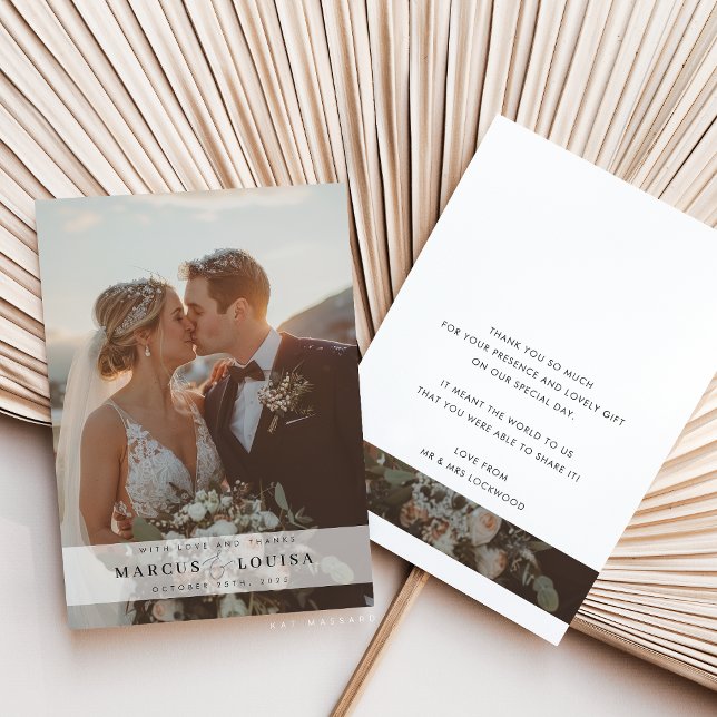 WEDDING PHOTO modern elegant chic ampersand white Dankeskarte (Von Creator hochgeladen)