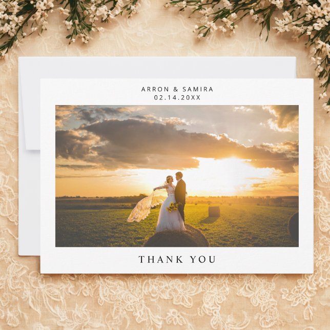Wedding Photo Simple Landscape Thank You Card Dankeskarte (Von Creator hochgeladen)