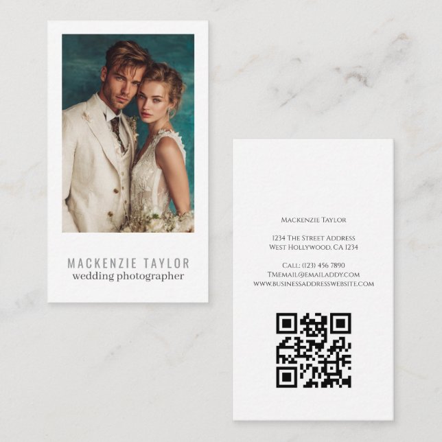 Wedding Photographer Photo Personalized QR Code Visitenkarte (Vorne/Hinten)