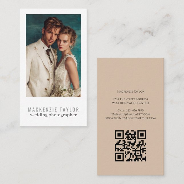 Wedding Photographer Photo Personalized QR Code Visitenkarte (Vorne/Hinten)
