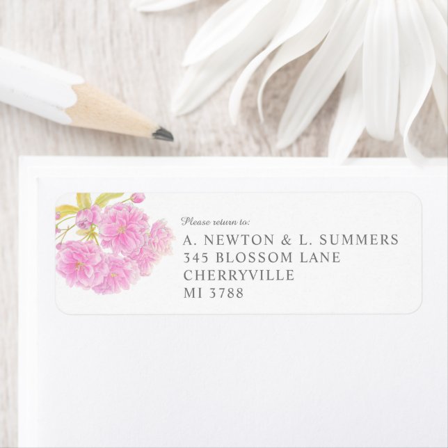 Wedding pink blossom watercolor customized address (Insitu)