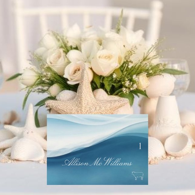 Wedding Place Cards Meat Icon-Serene Blue Tischnummer (Wedding Place Cards Meat Icon-Serene Blue )