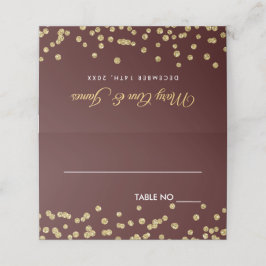 Wedding Placecards Gold Glitzer Confetti Marsala Platzkarte