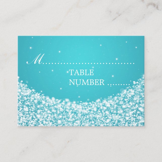Wedding Placecards Star Sparkle Blue Platzkarte (Vorderseite)