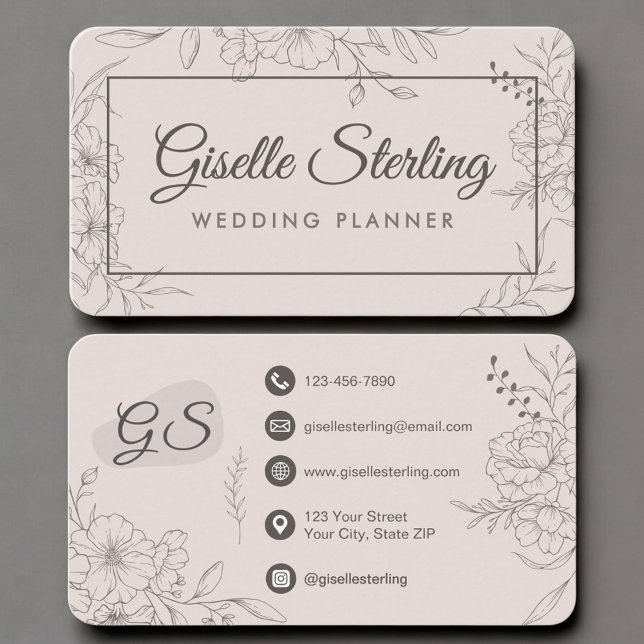 Wedding Planner Blush Pink Floral Visitenkarte (Von Creator hochgeladen)
