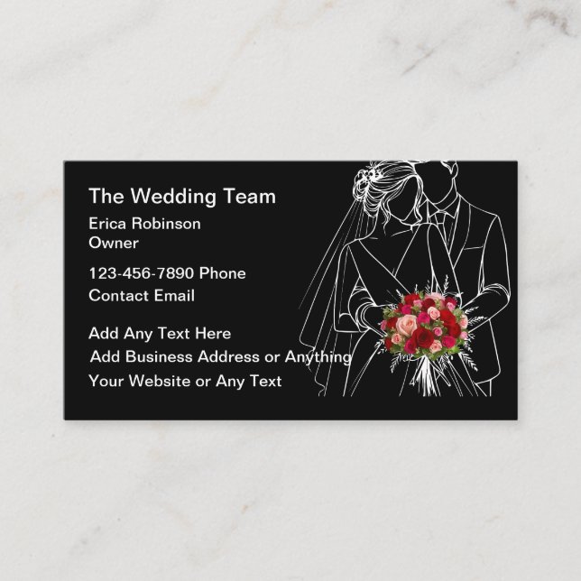Wedding Planner Bride Groom Flowers Theme Visitenkarte (Vorderseite)