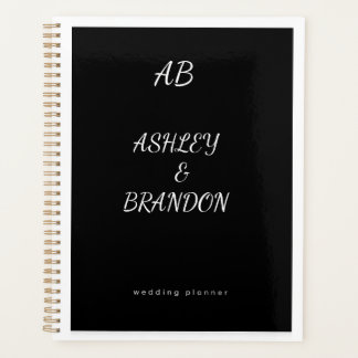 Wedding Planner Cover Black  Personalized Noteboo Planer