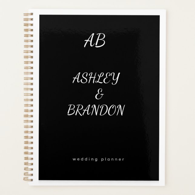 Wedding Planner Cover Black  Personalized Noteboo Planer (Vorderseite)