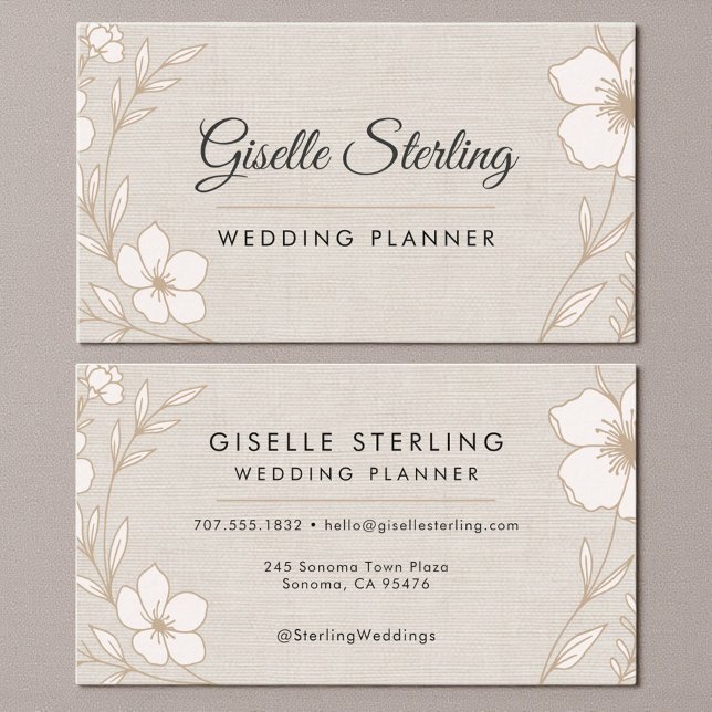 Wedding Planner Floral Linen Botanical Visitenkarte (Von Creator hochgeladen)