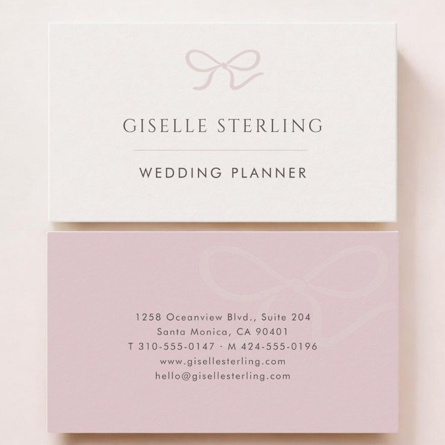 Wedding Planner Pink Bow Visitenkarte (Von Creator hochgeladen)