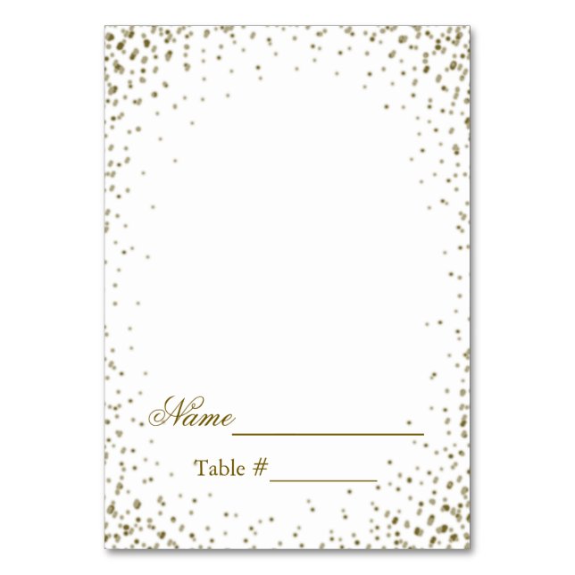 Wedding Platzkarte Gold Confetti Tischnummer (Vorderseite)