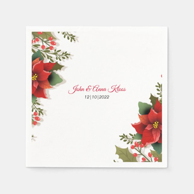 Wedding Poinsettia Napkins Serviette (Vorderseite)